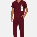 sain&sauf men’s scrubs set – v neck burgundy 01