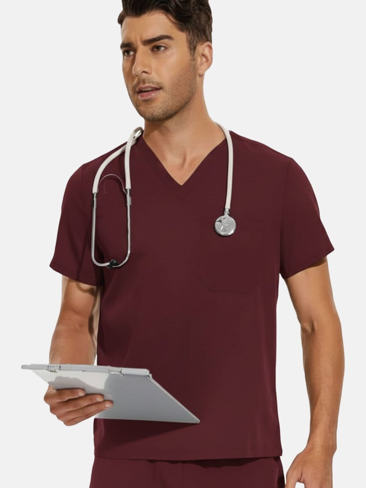 sain&sauf men’s scrubs set – v neck burgundy 02