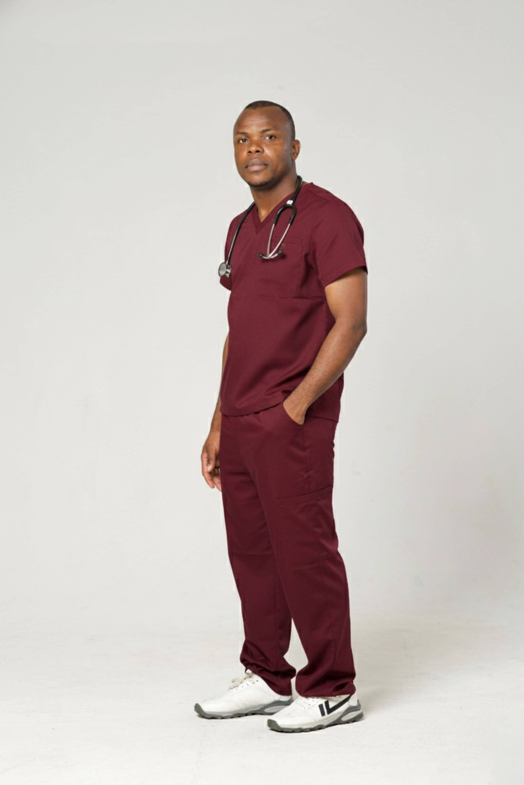 sain&sauf men’s scrubs set – v neck burgundy 05