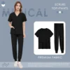 new scrubs set uniforms nurse multicolour surgical uniform pocket v neck top jogger pants for men women hospital medical clothes