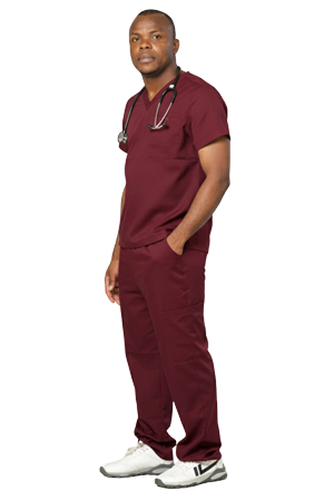 sain&sauf men’s scrubs set – v neck burgundy 05